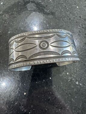Navajo UITA 36 Stamped Sterling Cuff Bracelet